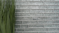 Muestra de mano mosaico azulejo Mosaico de vidrio compuesto translúcido Crystal Chic plata MOS86-8CSV_m