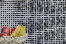 Muestra de mano mosaico azulejo Translúcido negro plata Mosaico de vidrio Cristal EP negro plata MOS92-1099_m