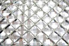 Muestra de mano mosaico azulejo cristal translúcido cristal mosaico cristal brillo plata MOS130-0208_m