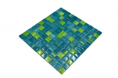 Muestra de mano mosaico azulejo Translúcido línea verde Mosaico de vidrio Cristal línea verde MOS74-0509_m
