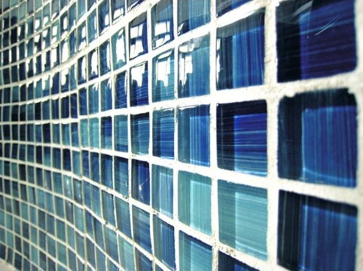 Muestra de mano mosaico azulejo Mosaico de vidrio azul translúcido Azul cristal MOS74-0409_m