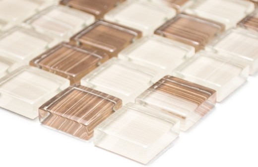 Muestra de mano mosaico azulejo Translúcido streaky beige Mosaico de vidrio Cristal streaky beige MOS74-1209_m