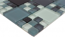 Muestra de mano mosaico azulejo translúcido gris negro combinación mosaico de vidrio Cristal gris negro gris mate MOS78-0204_m