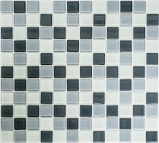 Muestra de mano azulejo mosaico Gris translúcido Mosaico de vidrio Gris cristal BAÑO WC Cocina PARED MOS62-0204_m