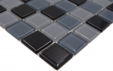Muestra de mano mosaico azulejo Translúcido negro Mosaico de vidrio Cristal negro BAÑO WC Cocina PARED MOS62-0208_m