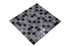 Muestra de mano mosaico azulejo Translúcido negro Mosaico de vidrio Cristal negro BAÑO WC Cocina PARED MOS62-0208_m