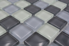 Muestra de mano azulejo mosaico Gris translúcido Mosaico de vidrio Gris cristal BAÑO WC Cocina PARED MOS72-0204_m