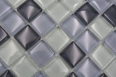 Muestra de mano azulejo mosaico Gris translúcido Mosaico de vidrio Gris cristal BAÑO WC Cocina PARED MOS72-0204_m