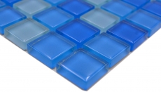 Muestra de mano mosaico azulejo Translúcido azul claro Mosaico de vidrio Cristal azul claro BAÑO WC Cocina PARED MOS72-0406_m