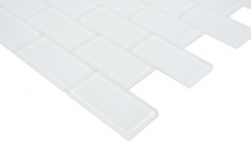Muestra de mano azulejo mosaico Translúcido blanco Ladrillo Mosaico de vidrio Cristal blanco BAÑO WC Cocina PARED MOS66-0102_m