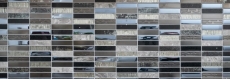 Muestra de mano mosaico azulejo translúcido compuesto acero inoxidable plata gris negro rectángulo vidrio mosaico Cristal Piedra artificial acero EP negro MOS87-58X_m