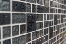 Muestra de mano mosaico azulejo translúcido compuesto negro combinación vidrio mosaico Cristal Artificial negro MOS88-K989_m