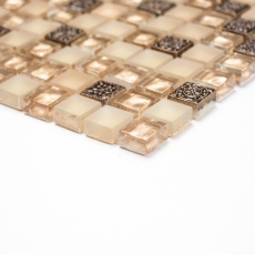 Muestra de mano mosaico azulejo translúcido beige mosaico de vidrio Cristal Resina beige beige mate MOS92-1207_m