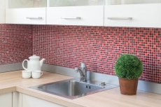 Muestra de mano azulejo mosaico Rojo translúcido Mosaico de vidrio Cristal Resina rojo BAÑO WC Cocina PARED MOS92-0904_m