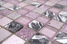 Muestra de mano mosaico azulejo Azulejo backsplash Rosa translúcido Mosaico de vidrio Cristal Resina rosa BAÑO WC Cocina PARED MOS82-1104_m