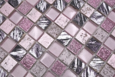 Muestra de mano mosaico azulejo Azulejo backsplash Rosa translúcido Mosaico de vidrio Cristal Resina rosa BAÑO WC Cocina PARED MOS82-1104_m