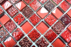 Muestra de mano azulejo mosaico Azulejo backsplash Translúcido rojo Mosaico de vidrio Cristal Resina rojo BAÑO WC Cocina PARED MOS82-0906_m