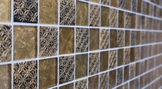 Muestra de mano azulejo mosaico Azulejo backsplash Oro translúcido Mosaico de vidrio Cristal Resina Óptica oro MOS88-8OP7_m