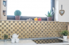 Muestra de mano azulejo mosaico Azulejo backsplash Oro translúcido Mosaico de vidrio Cristal Resina Óptica oro MOS88-8OP7_m
