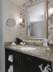 Muestra de mano mosaico azulejo azulejo backsplash translúcido acero inoxidable gris combinación vidrio mosaico cristal piedra acero gris MOS88-0204_m