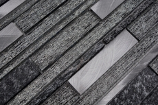 Muestra de mano azulejo mosaico Azulejo espejo aluminio translúcido negro mosaico de vidrio compuesto Cristal piedra aluminio negro MOS49-GV84_m