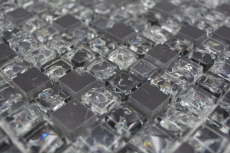 Muestra de mano mosaico azulejo espejo translúcido negro vidrio mosaico cristal piedra negro MOS92-1028_m