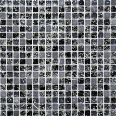 Muestra de mano mosaico azulejo espejo translúcido negro vidrio mosaico cristal piedra negro MOS92-1028_m