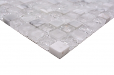 Muestra de mano azulejo mosaico Azulejo espejo translúcido blanco Mosaico de vidrio Piedra de cristal blanco MOS92-0102_m