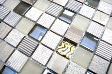 Muestra de mano mosaico azulejo Azulejo backsplash Translúcido oro gris claro Mosaico de vidrio Piedra de cristal EP oro gris claro MOS83-HQ22_m
