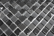 Muestra de mano mosaico azulejo Azulejo backsplash Translúcido gris oscuro negro Mosaico de vidrio Piedra de cristal Relieve gris oscuro negro MOS83-HQ19_m