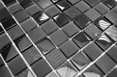 Muestra de mano azulejo mosaico Azulejo backsplash Translúcido gris oscuro negro Mosaico de vidrio Piedra de cristal Relieve gris oscuro negro MOS83-HQ29_m