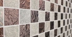 Muestra de mano mosaico azulejo azulejo backsplash gris translúcido mosaico de vidrio Crystal diseño de piedra cuarcita gris MOS88-CR73_m