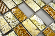 Muestra de mano mosaico azulejo espejo oro translúcido rectángulo vidrio mosaico cristal piedra retro oro MOS83-CRS4_m