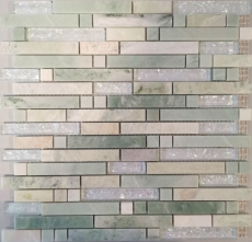 Muestra de mano mosaico azulejo backsplash oro translúcido verde claro compuesto vidrio mosaico cristal piedra onyx oro MOS87-MV738_m