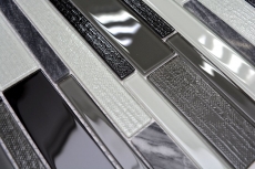 Muestra de mano mosaico azulejo azulejo backsplash translúcido gris negro compuesto vidrio mosaico Crystal piedra claro gris negro MOS67-GV34_m