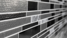 Muestra de mano mosaico azulejo azulejo backsplash translúcido gris negro compuesto mosaico de vidrio Crystal piedra gris negro MOS67-GV44_m