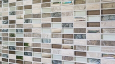 Muestra de mano mosaico azulejo espejo translúcido marrón claro gris plata rectángulo mosaico de vidrio Cristal piedra marrón claro MOS87-SM68_m