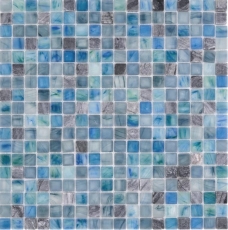 Muestra de mano mosaico azulejo Azulejo backsplash Translúcido verde azul Mosaico de vidrio Piedra de cristal Crema verde azul MOS92-XCR1501_m