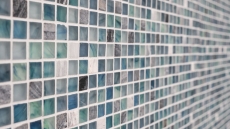 Muestra de mano mosaico azulejo Azulejo backsplash Translúcido verde azul Mosaico de vidrio Piedra de cristal Crema verde azul MOS92-XCR1501_m