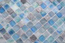 Muestra de mano mosaico azulejo Azulejo backsplash Translúcido verde azul Mosaico de vidrio Piedra de cristal Crema verde azul MOS92-XCR1501_m