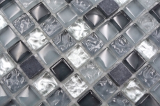 Muestra de mano mosaico azulejo translúcido claro gris plata mosaico de vidrio Cristal piedra claro gris plata MOS92-0208_m