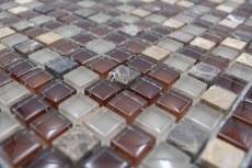Muestra de mano mosaico azulejo espejo translúcido marrón vidrio mosaico cristal piedra marrón BAD WC cocina PARED MOS92-1304_m