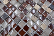Muestra de mano mosaico azulejo espejo translúcido marrón vidrio mosaico cristal piedra marrón BAD WC cocina PARED MOS92-1304_m