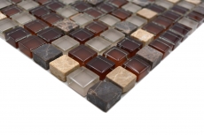 Muestra de mano mosaico azulejo espejo translúcido marrón vidrio mosaico cristal piedra marrón BAD WC cocina PARED MOS92-1304_m
