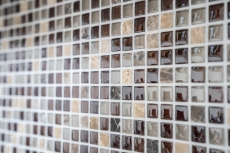 Muestra de mano mosaico azulejo espejo translúcido marrón vidrio mosaico cristal piedra marrón BAD WC cocina PARED MOS92-1304_m