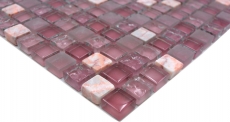 Muestra de mano mosaico azulejo translúcido rosa cristal mosaico piedra rosa BAÑO WC cocina PARED MOS92-1002_m