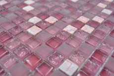 Muestra de mano mosaico azulejo translúcido rosa cristal mosaico piedra rosa BAÑO WC cocina PARED MOS92-1002_m