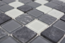 Muestra de mano mosaico azulejo translúcido gris cristal mosaico piedra gris MOS62-0207-GN_m