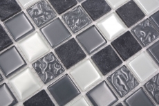 Muestra de mano mosaico azulejo translúcido gris cristal mosaico piedra gris MOS62-0207-GN_m