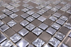 Muestra de mano azulejo mosaico Azulejo backsplash Gris translúcido negro Mosaico de vidrio Piedra de cristal gris negro MOS92-0302_m
